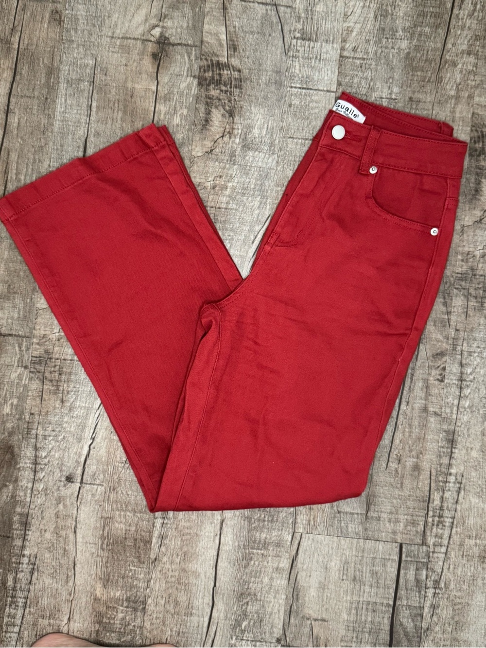 Guaile Wide Leg Jeans Womens Size 6 High Rise Red Denim‎ Pants